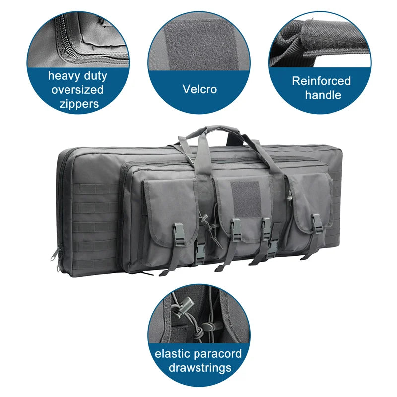 LQARMY 32–48 inch Tactical Double Rifle Case – MOLLE Gun Bag, Sniper & Airsoft Backpack