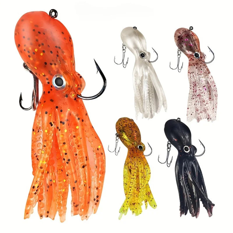 5pcs Saltwater Squid Skirt Swimbait – Soft Fishing Lures for Lingcod & Rockfish