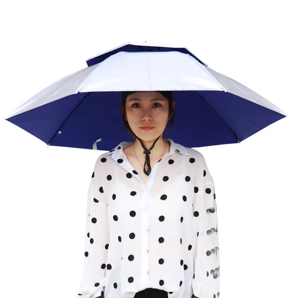 69/95cm Portable Umbrella Hat – Foldable Waterproof Sun & Rain Cap for Fishing, Camping, Beach