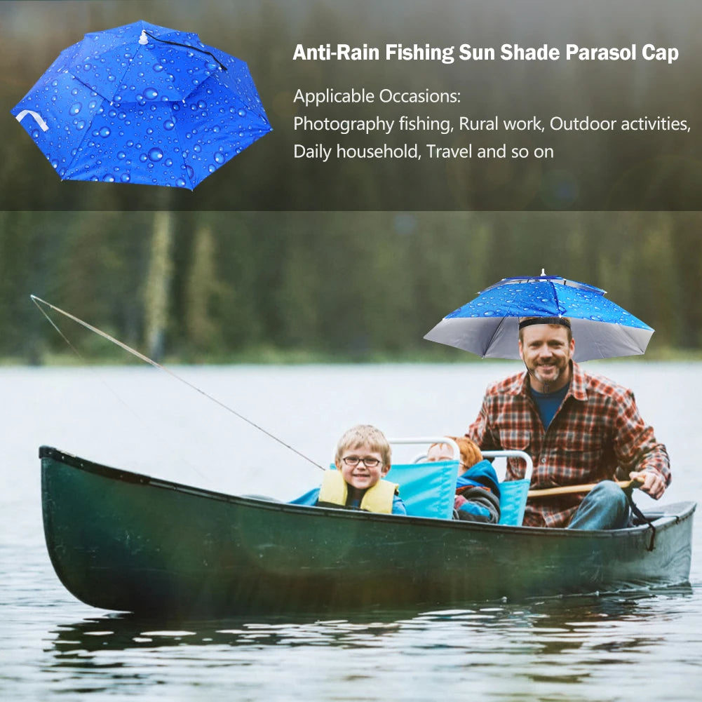 69/95cm Portable Umbrella Hat – Foldable Waterproof Sun & Rain Cap for Fishing, Camping, Beach
