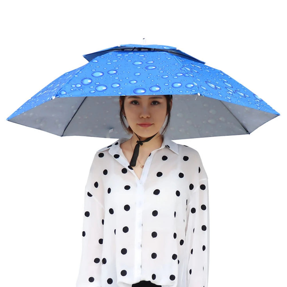 69/95cm Portable Umbrella Hat – Foldable Waterproof Sun & Rain Cap for Fishing, Camping, Beach