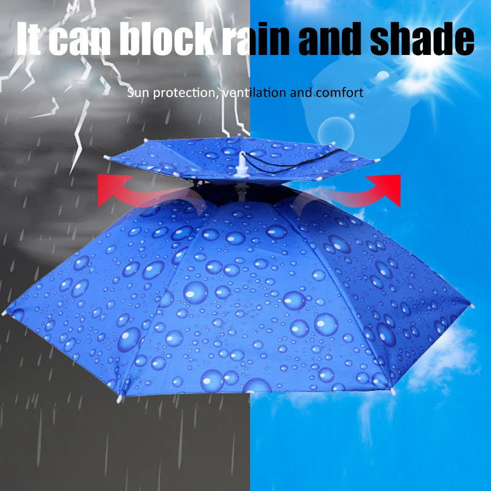69/95cm Portable Umbrella Hat – Foldable Waterproof Sun & Rain Cap for Fishing, Camping, Beach