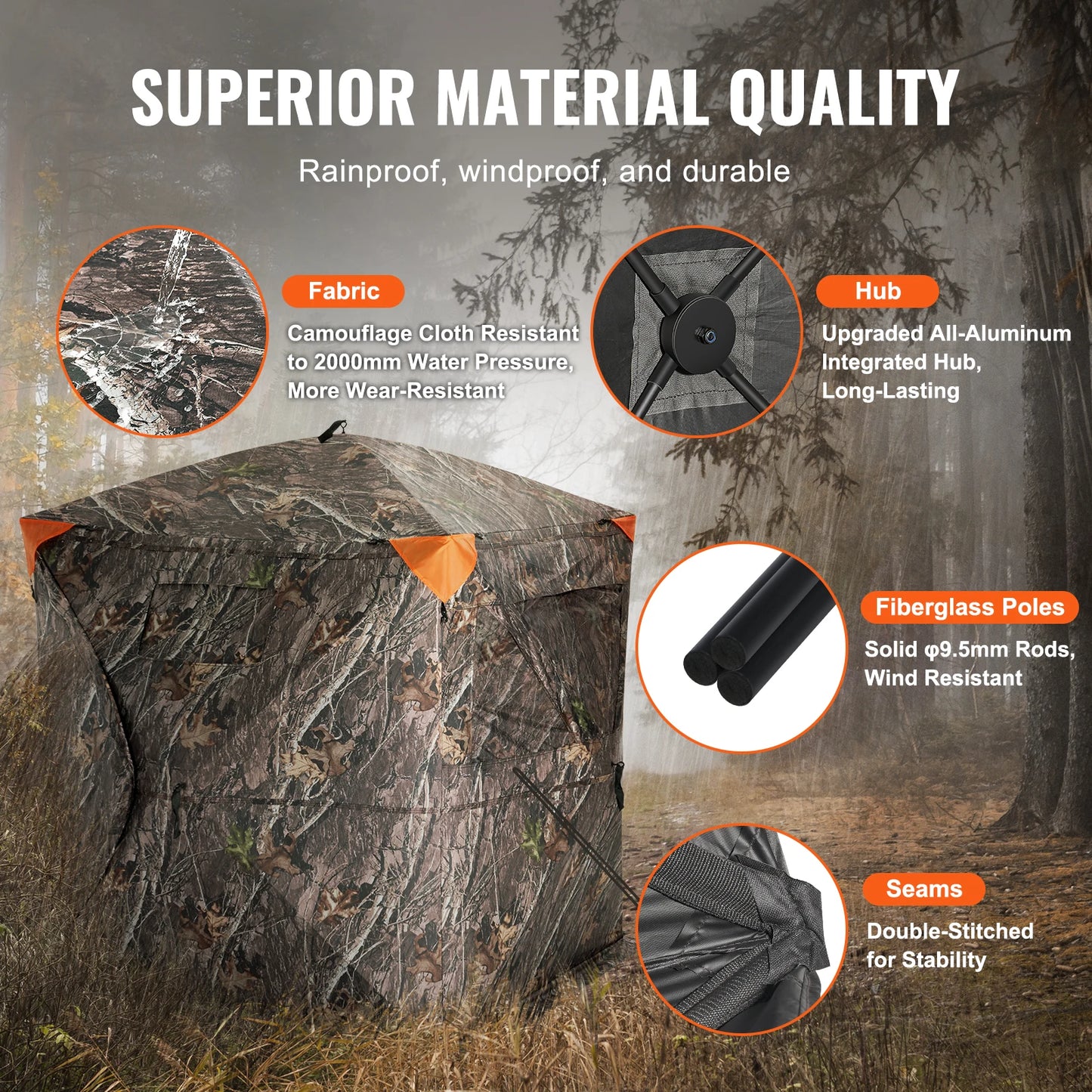 270° See-Through Hunting Blind – 2–3 Person Pop-Up Deer Ground Blind with Carry Bag