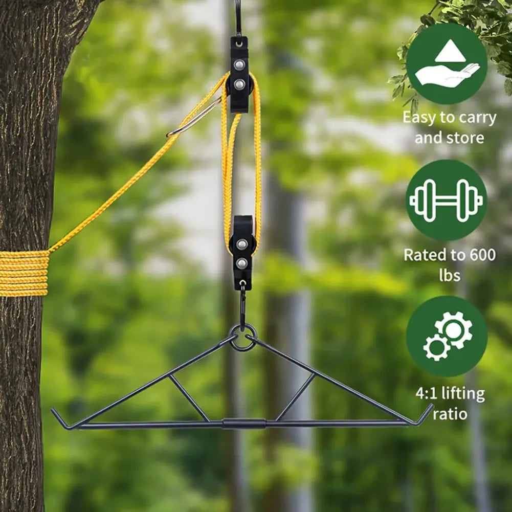 700 lb Elk Hoist Pulley Lift System with Gambrel – Deer & Game Hanging Butchering Kit