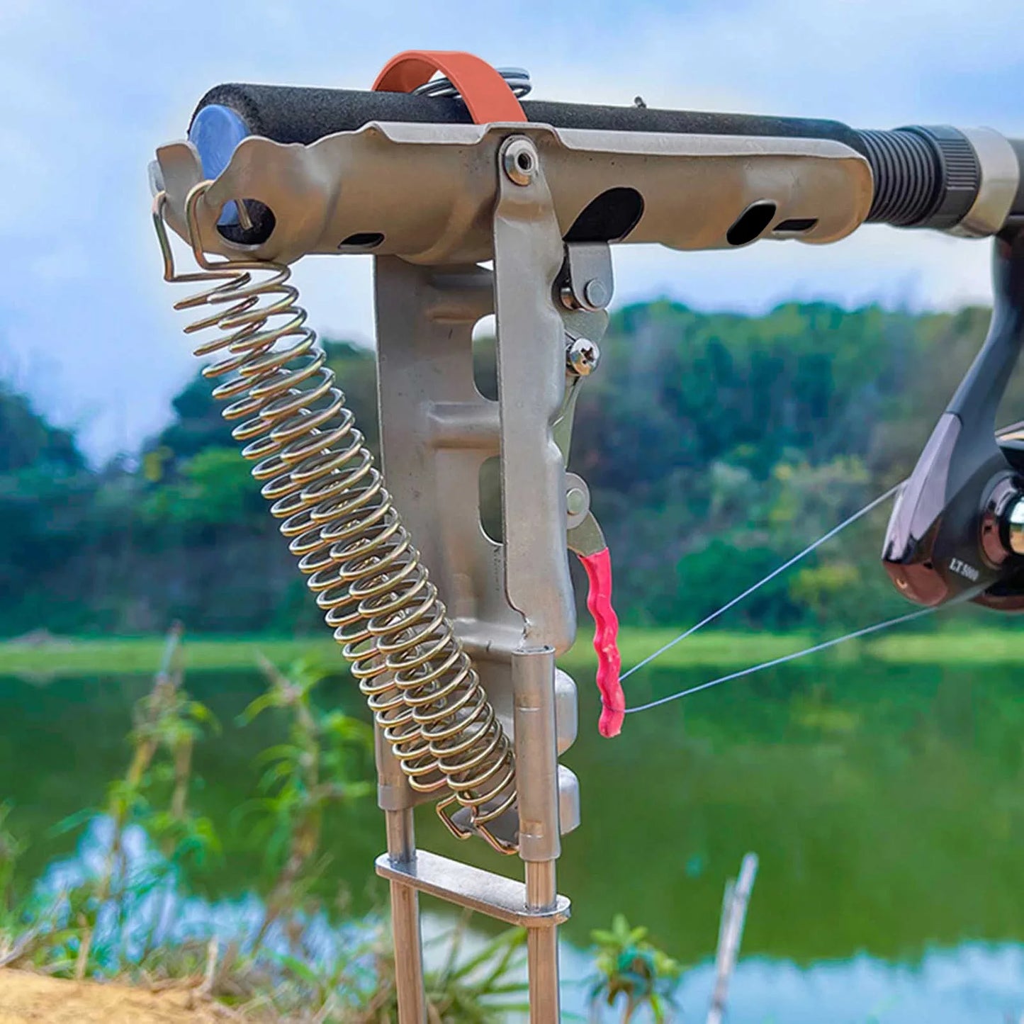 35×17cm Stainless Steel Rod Stand – Automatic Spring Fishing Holder Bracket