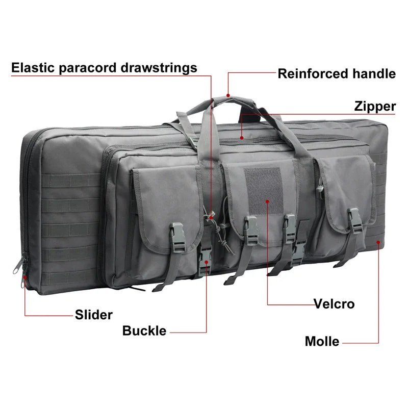 LQARMY 32–48 inch Tactical Double Rifle Case – MOLLE Gun Bag, Sniper & Airsoft Backpack