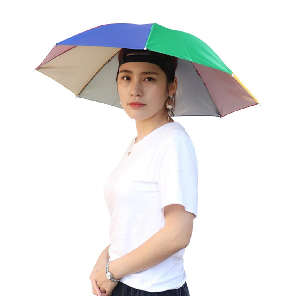 69/95cm Portable Umbrella Hat – Foldable Waterproof Sun & Rain Cap for Fishing, Camping, Beach