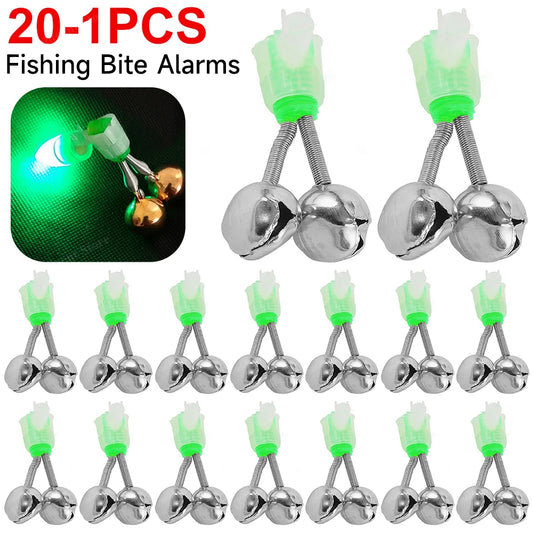 1–20pcs Twin Spiral Fish Bite Alarm – Night Fishing Bell Indicator