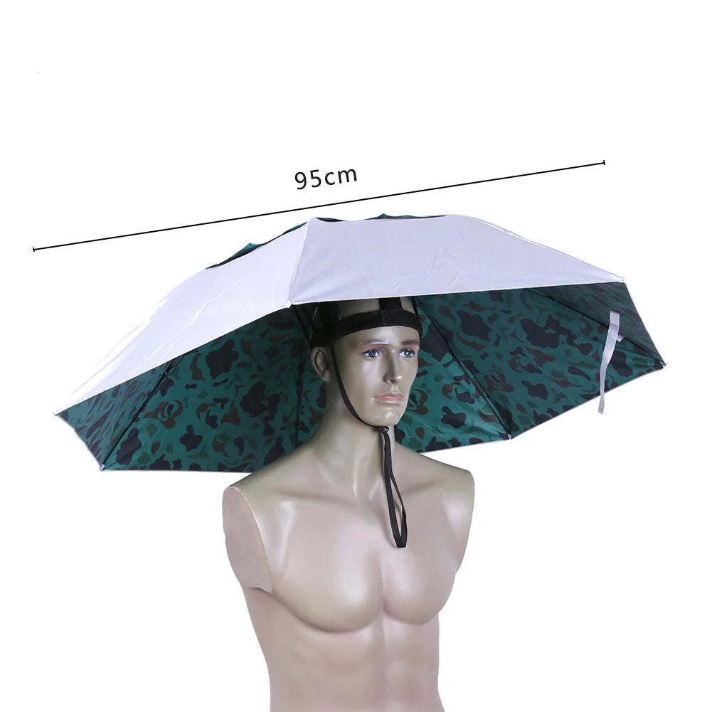 69/95cm Portable Umbrella Hat – Foldable Waterproof Sun & Rain Cap for Fishing, Camping, Beach