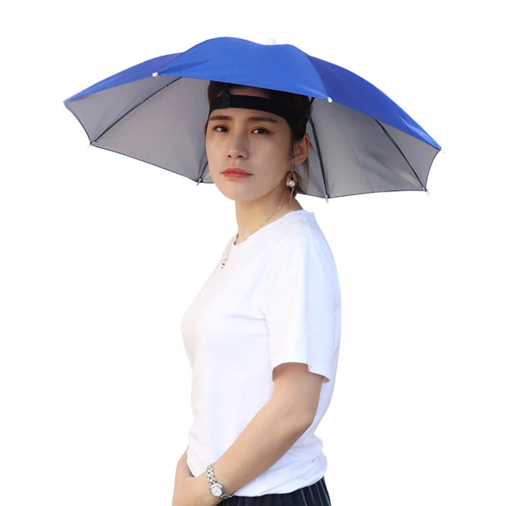 69/95cm Portable Umbrella Hat – Foldable Waterproof Sun & Rain Cap for Fishing, Camping, Beach