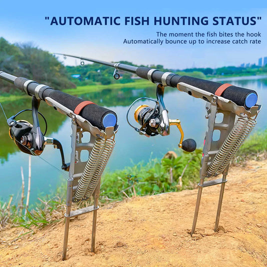 35×17cm Stainless Steel Rod Stand – Automatic Spring Fishing Holder Bracket
