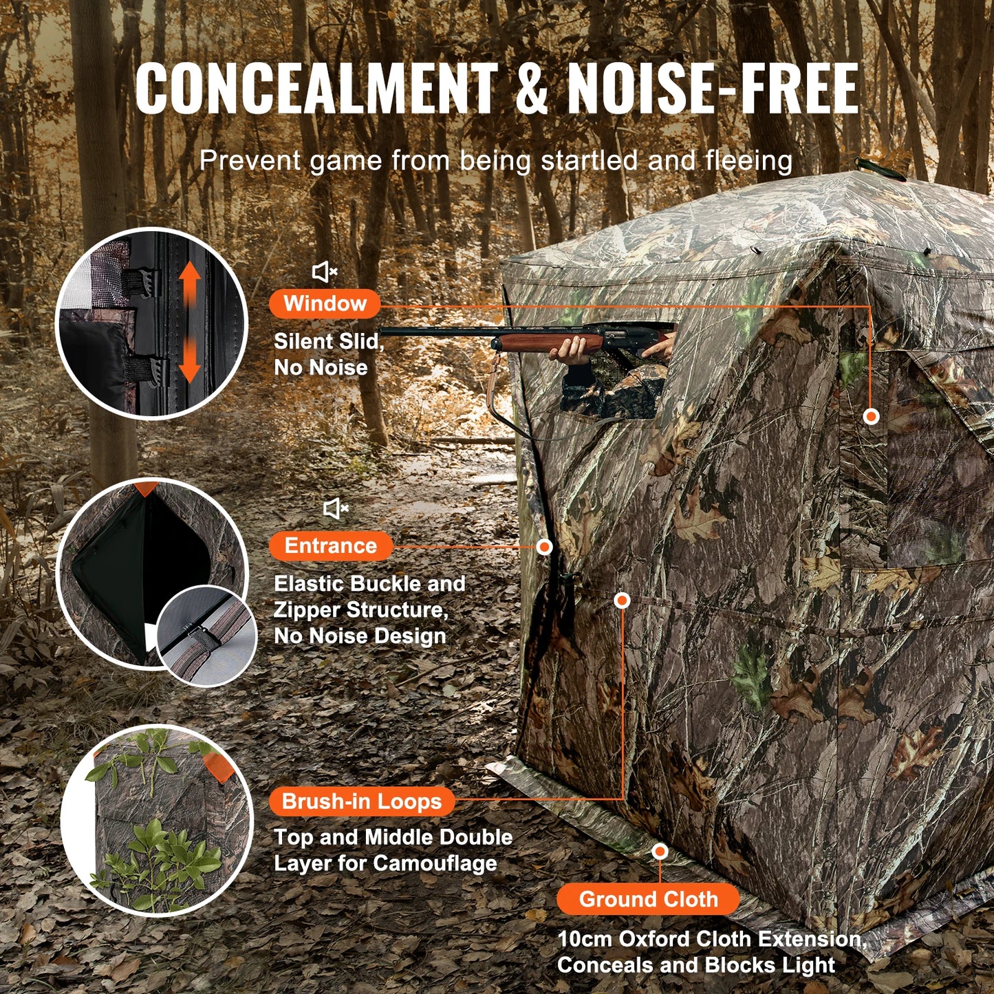 270° See-Through Hunting Blind – 2–3 Person Pop-Up Deer Ground Blind with Carry Bag
